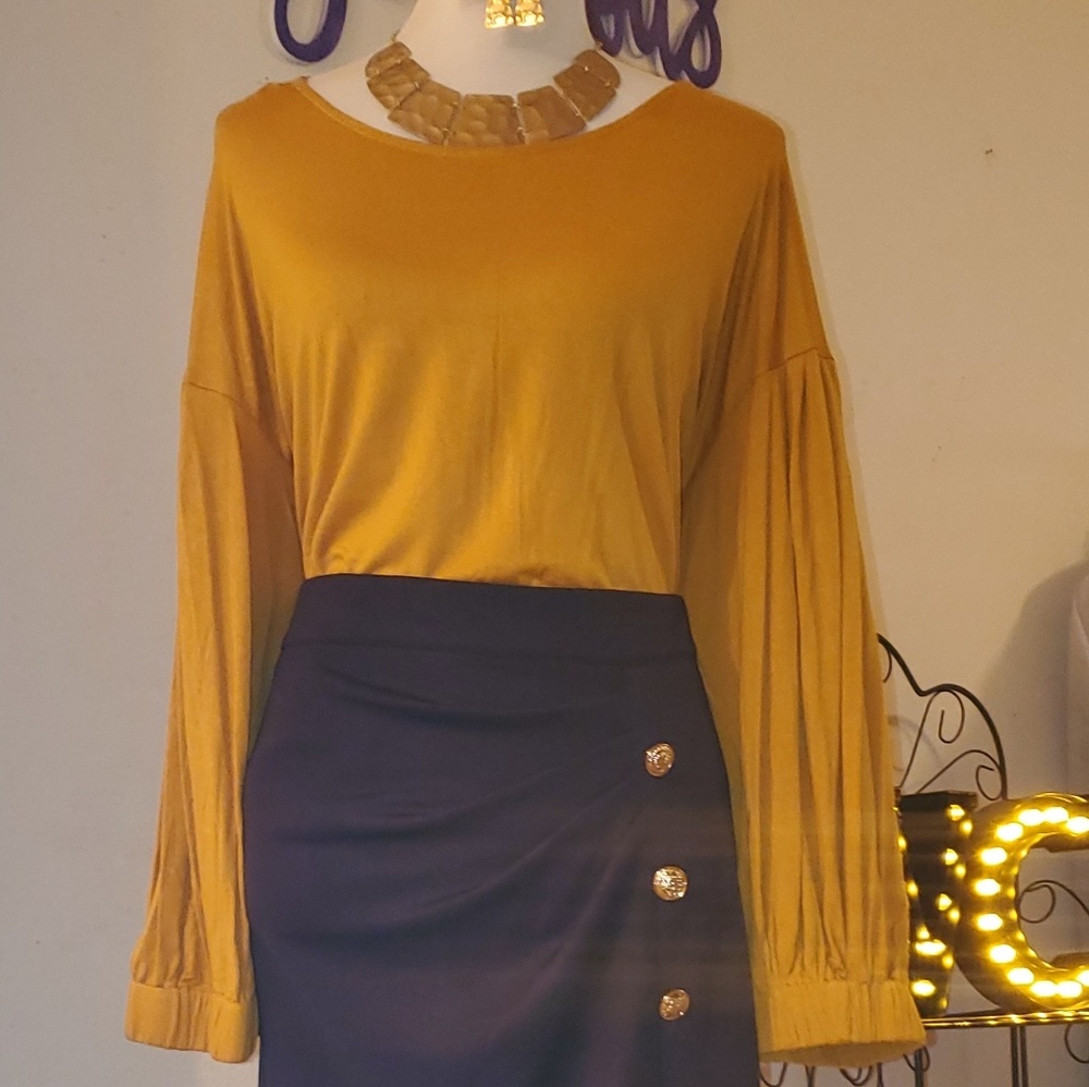 Gold Balloon Sleeve Top